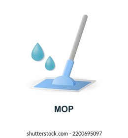 Mop icon. 3d illustration from cleaning collection. Creative Mop 3d icon for web design, templates, infographics and more