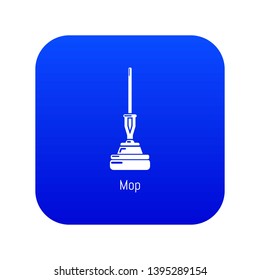 Mop icon blue vector isolated on white background