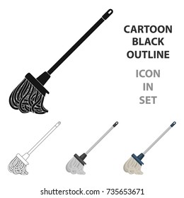 Mop icon in cartoon style isolated on white background. Cleaning symbol stock vector illustration.