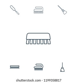 Mop icon. collection of 7 mop outline icons such as broom, clean brush. editable mop icons for web and mobile.