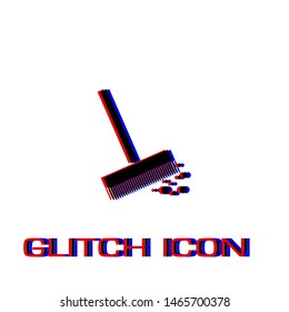 Mop icon flat. Simple pictogram - Glitch effect. Vector illustration symbol