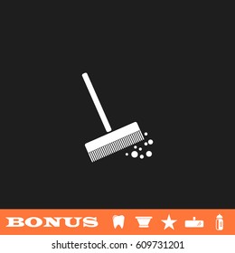 Mop icon flat. White pictogram on black background. Vector illustration symbol and bonus button tooth, vase, star, mirror, bottle