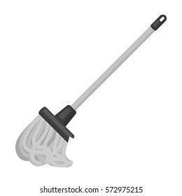 Mop icon in monochrome style isolated on white background. Cleaning symbol stock vector illustration.