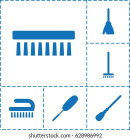 Mop icon. set of 6 mop filled icons such as broom, mop, dust brush
