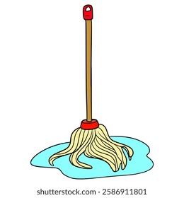 mop illustration hand drawn isolated vector