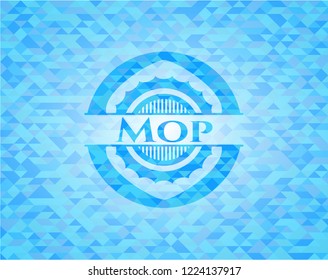 Mop light blue emblem with mosaic background