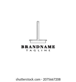 icono de diseño de dibujos animados del logotipo mop plantilla negra vector aislado moderno