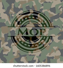 Mop on camo texture. Vector Illustration. Detailed.
