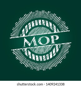 Mop on chalkboard. Vector Illustration. Detailed.