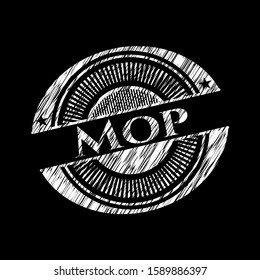 Mop on chalkboard. Vector Illustration. Detailed.