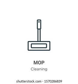 Mop outline vector icon. Thin line black mop icon, flat vector simple element illustration from editable cleaning concept isolated on white background