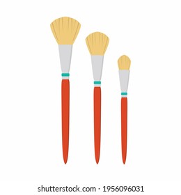 MOP painting brush. Drawing creative materials for workshops designs. Tools for artist. Flat vector art supplies, art instruments illustration isolated on a white background