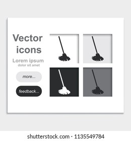 Mop placed on web page template flat vector icon. Floor cleaning object.