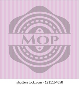 Mop realistic pink emblem
