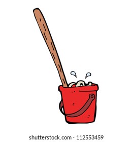 mop and red bucket cartoon