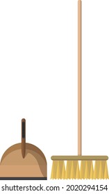 Mop. Scoop. Bucket. Cleaning. Cleaning and cleanliness symbol. Flat design.