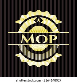 Mop glänzendes Emblem. Vektorgrafik. Detaillierte Angaben. 