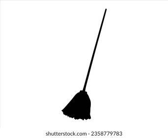 Mop silhouette vector art white background