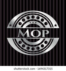 Mop silver emblem. Vector Illustration. Mosaic.