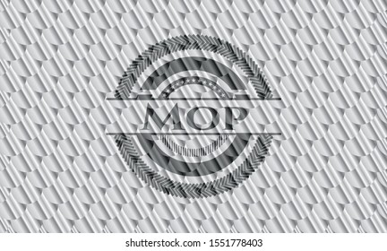 Mop silver shiny badge. Scales pattern. Vector Illustration. Detailed.