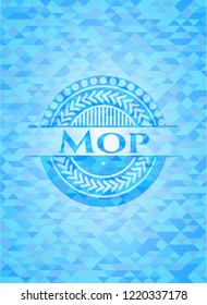 Mop sky blue emblem with triangle mosaic background