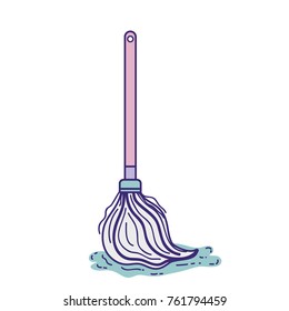 mop sweep object to clean the house vector illustration