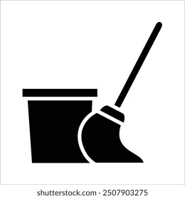 Icono de línea de Vector de trapeador Plantilla