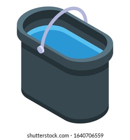 Mop water bucket icon. Isometric of mop water bucket vector icon for web design isolated on white background