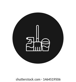 Mop, water bucket, spray vector icon, simple mop, water bucket, spray sign.