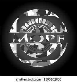 Mope grey camouflage emblem. Vector Illustration.
