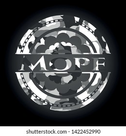 Mope grey camouflaged emblem. Vector Illustration.