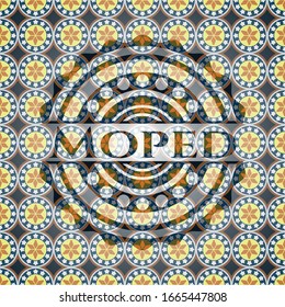 Moped arabic style emblem. Arabesque decoration.