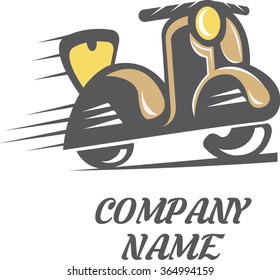 Moped bike | Delivery bike | Scooter | Vintage motorbike | Flat vector logo graphic