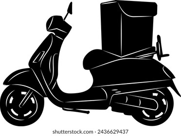 moped for food delivery silhouette, vector