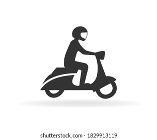 Moped icon, with a man, Bike icon vector logo template. Simple icon on white background. Stock vector.
