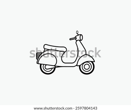 moped outline vector art black color illustration design