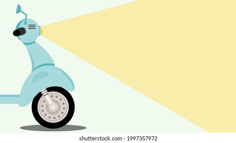 Moped scooter headlight poster. Yellow background.