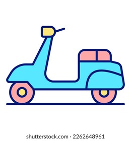 Moped, scooter - icon, illustration on white background, color style
