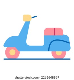 Moped, scooter - icon, illustration on white background, flat color style