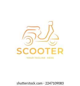 Moped scooter logo design. Retro scooter side view vector design.