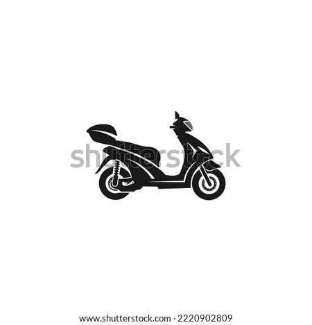 Moped scooter logo design. Retro scooter one side view vector design. Electric scooter logo design.