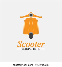 Moped scooter logo vector icono ilustración plantilla de diseño.Retro bikes y scooters logo del club.emblemas clásicos de scooter, iconos y distintivos.