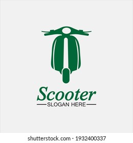 Moped scooter logo vector icono ilustración plantilla de diseño.Retro bikes y scooters logo del club.emblemas clásicos de scooter, iconos y distintivos.