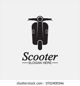 Moped scooter logo vector icono ilustración plantilla de diseño.Retro bikes y scooters logo del club.emblemas clásicos de scooter, iconos y distintivos.