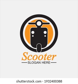 Moped scooter logo vector icon illustration design template.Retro bikes and scooters club logo.classic scooter emblems, icons and badges.