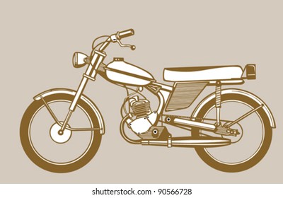 moped silhouette on brown background, vector illustration