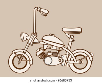 moped silhouette on brown  background, vector illustration