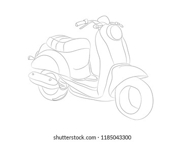 moped stands drawing lines, vector, white background