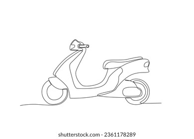 A moped transport. Motorcycle one-line drawing