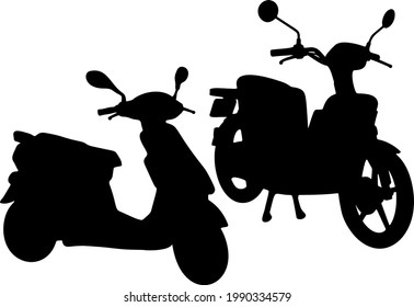 Mopeds in a set. Transport for movement.Vector image.